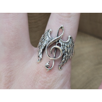 Echt zilveren ring  music gives wings